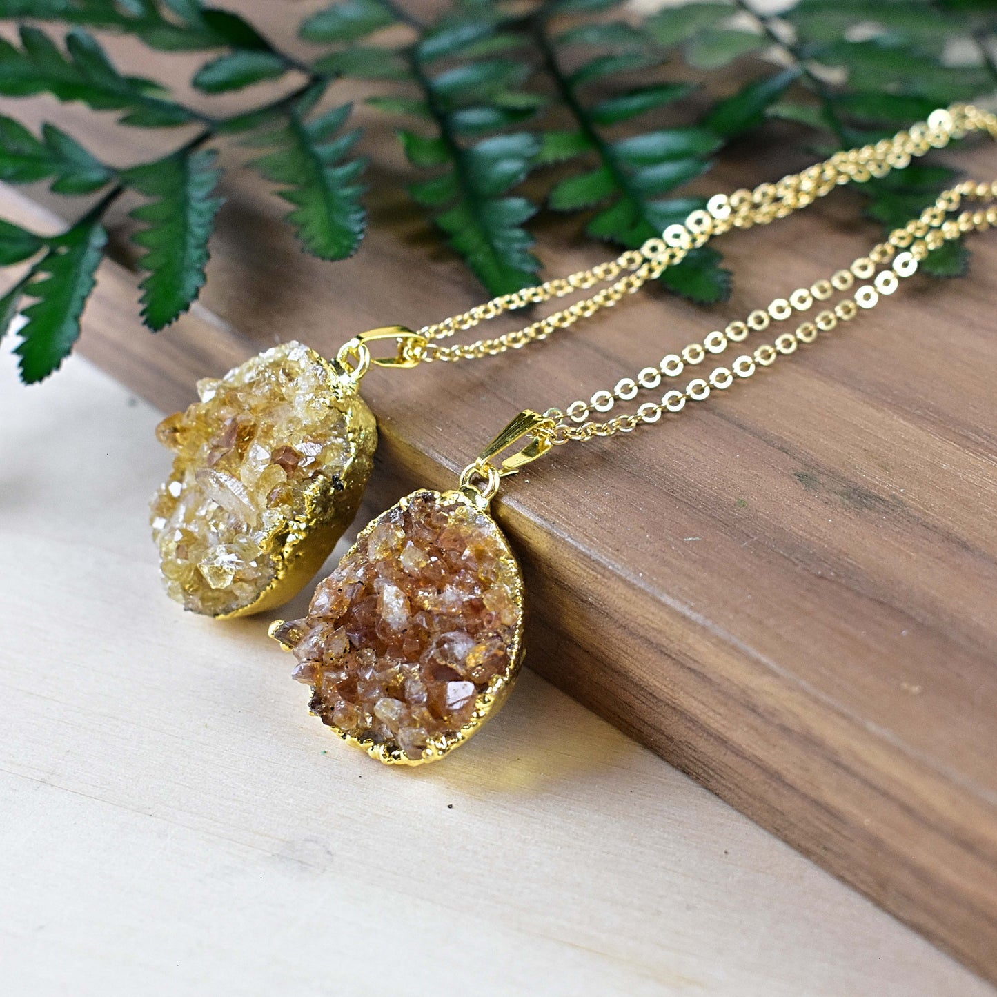 Freeform Citrine Druzy Necklace: 16 inches / Cable