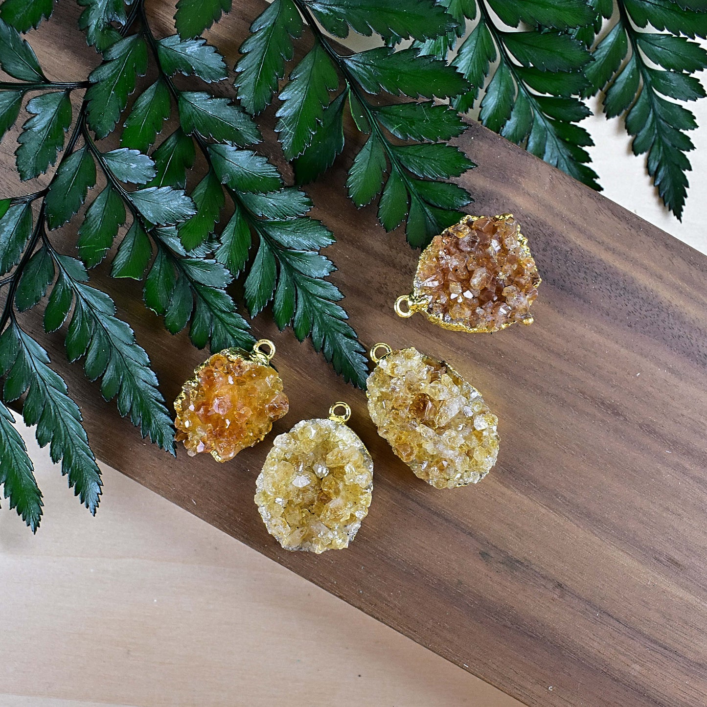 Freeform Citrine Druzy Necklace: 16 inches / Cable