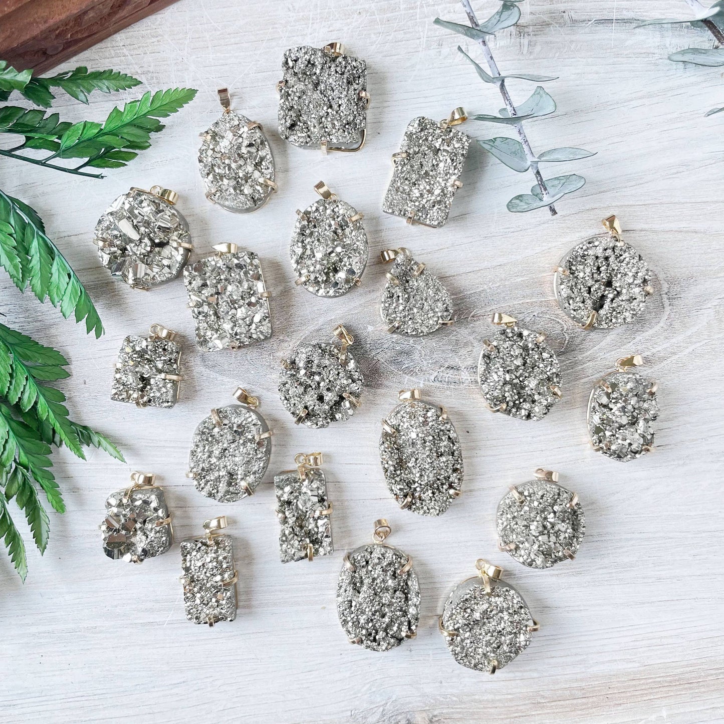 Gold Pyrite Prong Necklace: 18inch