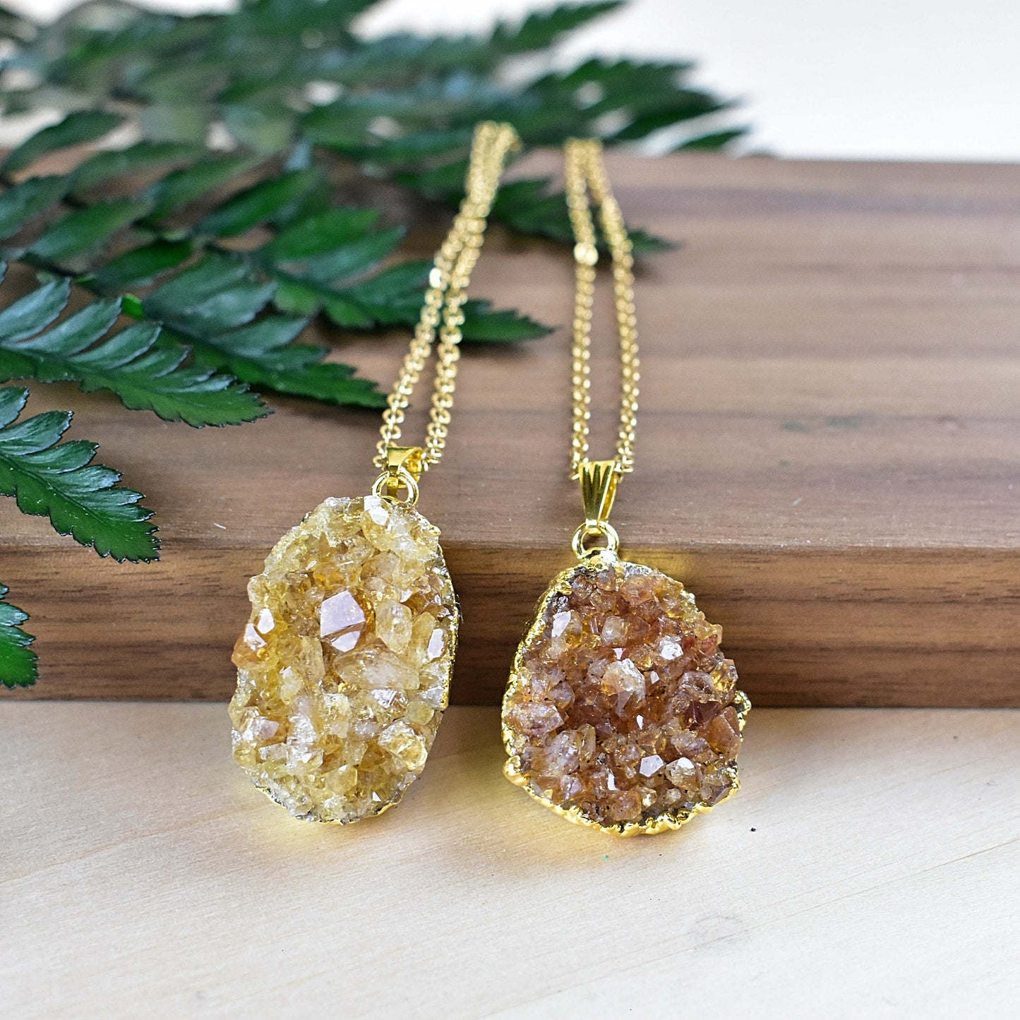 Freeform Citrine Druzy Necklace: 16 inches / Cable