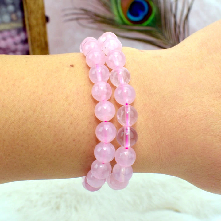 Rose Quartz Round Bead Bracelets